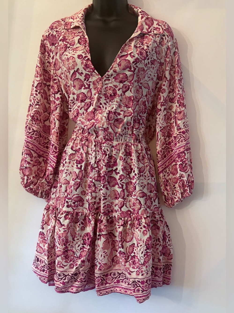 Zara Floral Balloon Sleeve Mini Dress - Picture 2 of 6